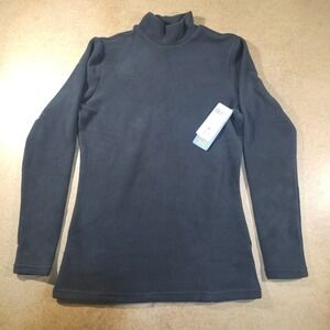 32 Degrees Women's Sherpa Mock-Neck Long-Sleeve Top - Black Size Small NEW